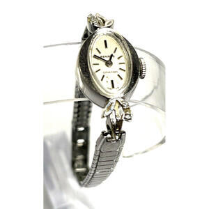 Ladies Benrus Citation Quartz Watch Manual Wind with 4 Small Diamonds - Vintage
